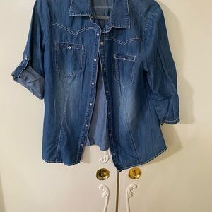 a.n.a denim button down shirt